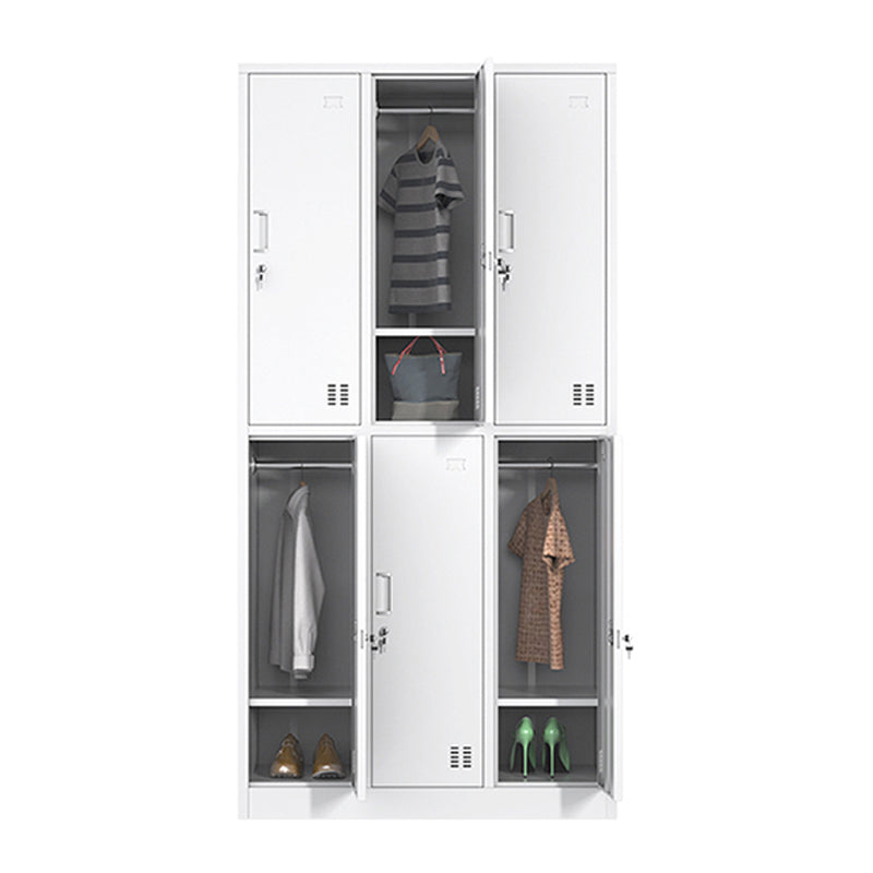 White Steel Cabinet with Hinged Doors Modern Storage Cabinet