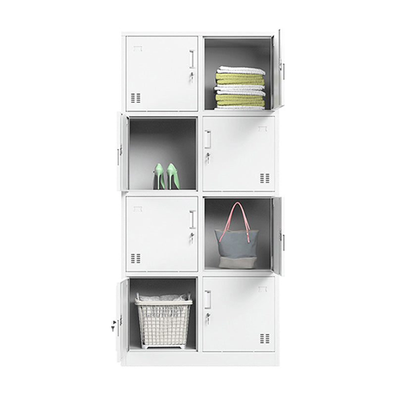 White Steel Cabinet with Hinged Doors Modern Storage Cabinet
