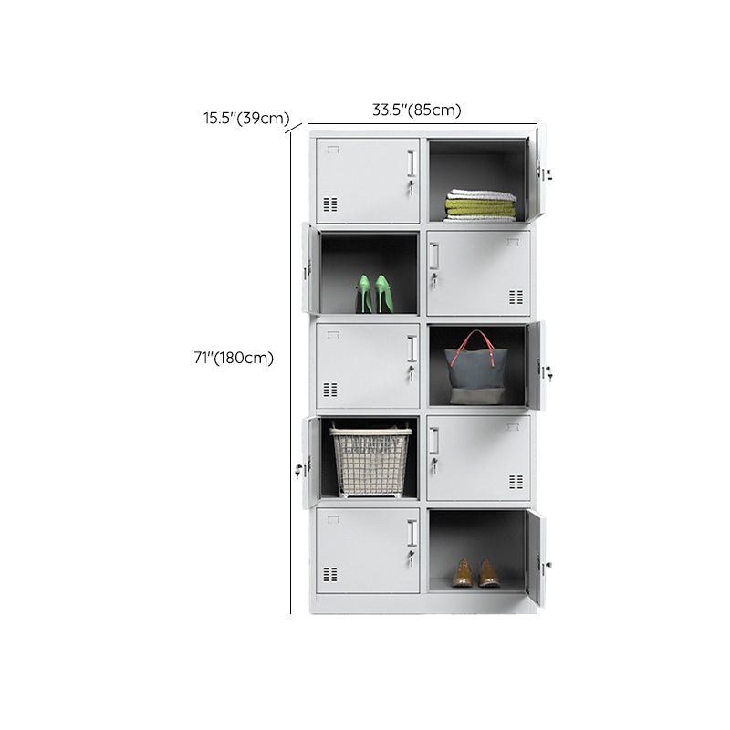 White Steel Cabinet with Hinged Doors Modern Storage Cabinet