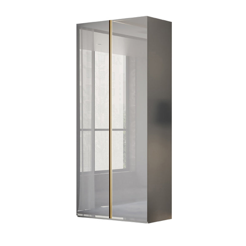 High Gloss Grey Storage Cabinet Modern Cabinet with Hinged Doors