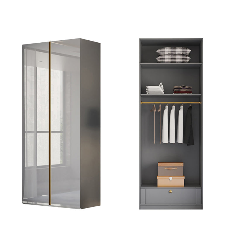 High Gloss Grey Storage Cabinet Modern Cabinet with Hinged Doors