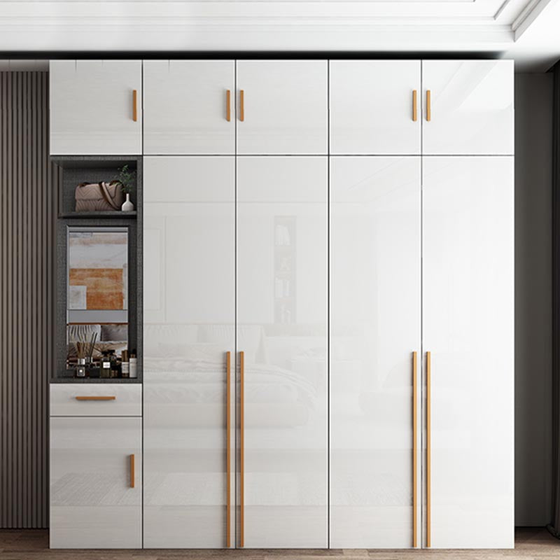 High Gloss White Modern Wardrobe Engineered Wood Storage Cabinet for Home