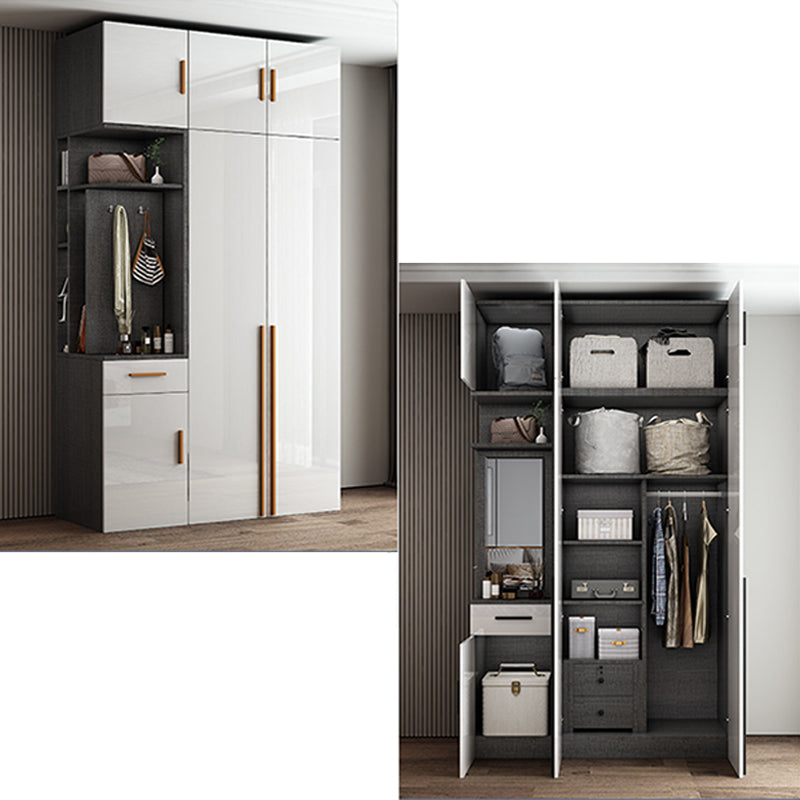 High Gloss White Modern Wardrobe Engineered Wood Storage Cabinet for Home