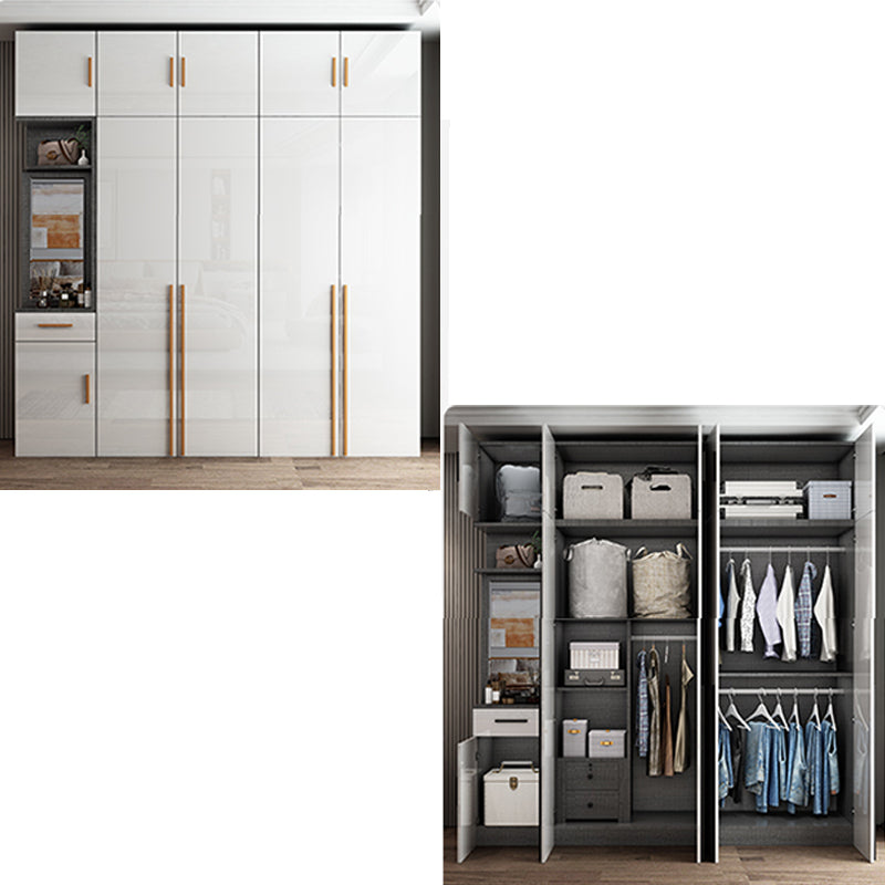 High Gloss White Modern Wardrobe Engineered Wood Storage Cabinet for Home