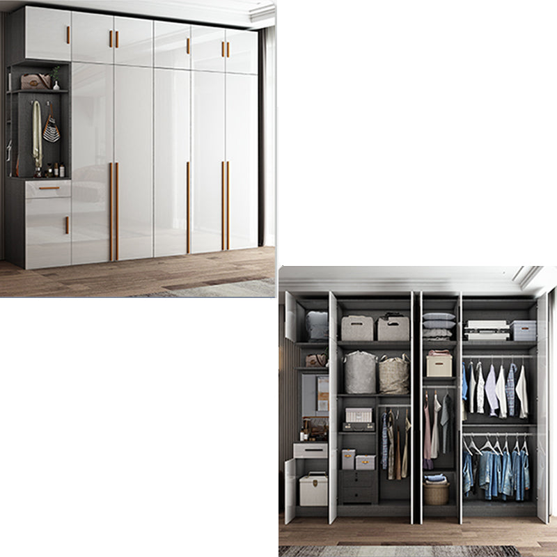 High Gloss White Modern Wardrobe Engineered Wood Storage Cabinet for Home