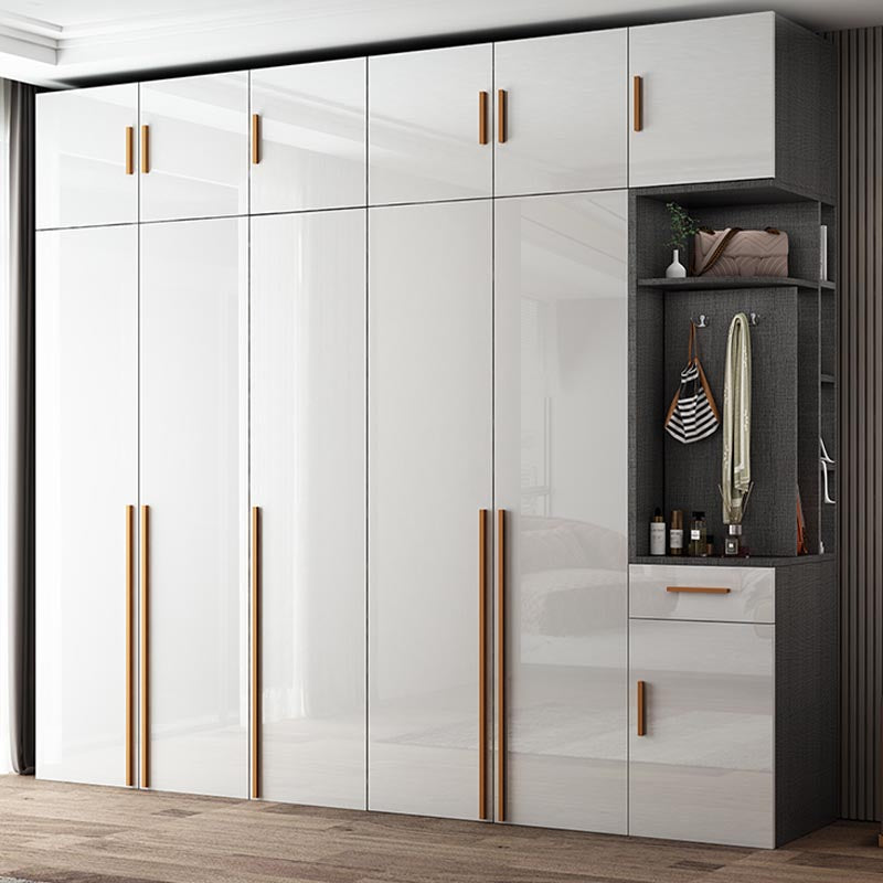 High Gloss White Modern Wardrobe Engineered Wood Storage Cabinet for Home