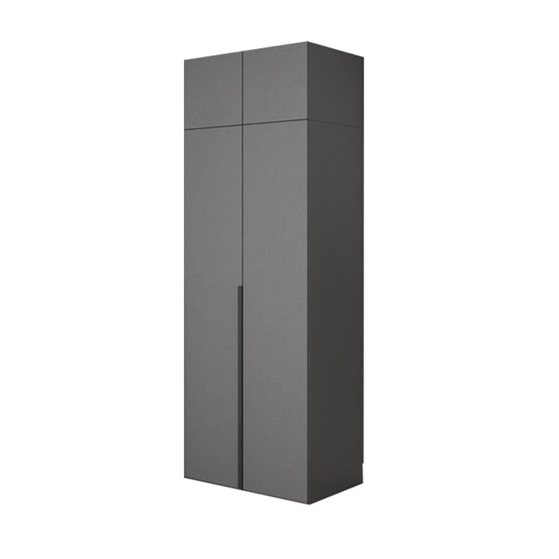 Modern Gray Storage Cabinet with Hinged Doors Faux Wood Cabinet for Bedroom