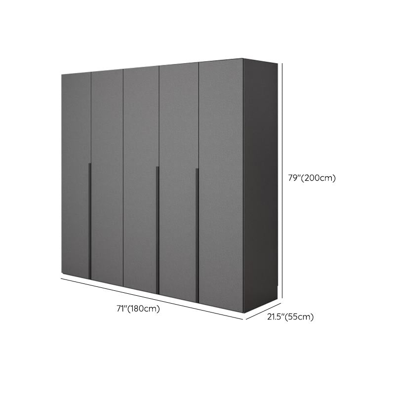 Modern Gray Storage Cabinet with Hinged Doors Faux Wood Cabinet for Bedroom