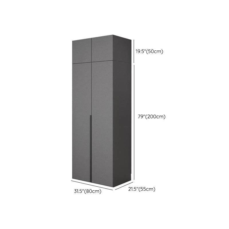 Modern Gray Storage Cabinet with Hinged Doors Faux Wood Cabinet for Bedroom