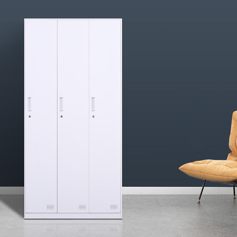 Modern Hinged Door Wardrobe with Garment Rod Metal Cabinet for Home