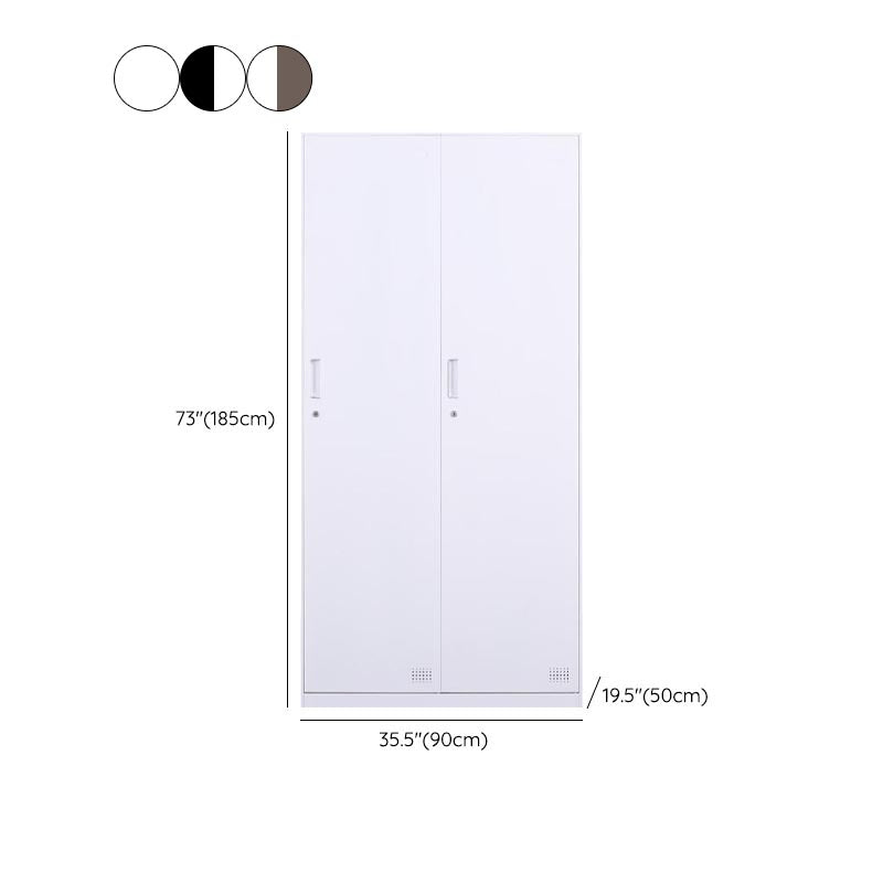 Modern Hinged Door Wardrobe with Garment Rod Metal Cabinet for Home