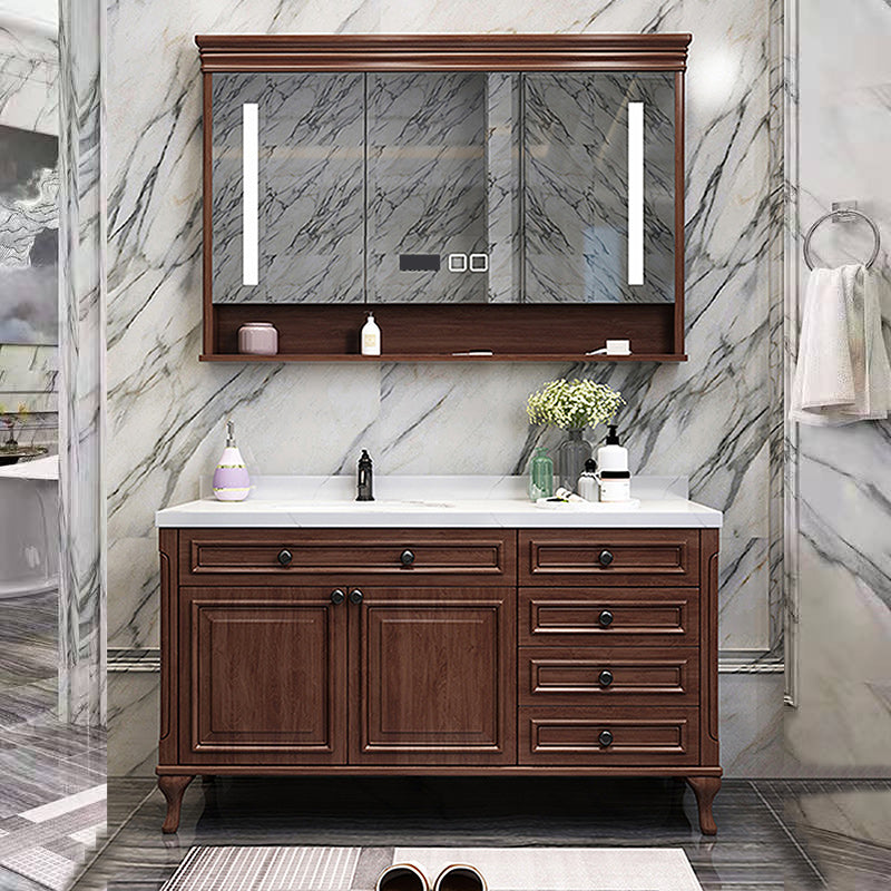Traditional Bathroom Vanity Set Wood Mirror and Faucet Included Freestanding Bath Vanity
