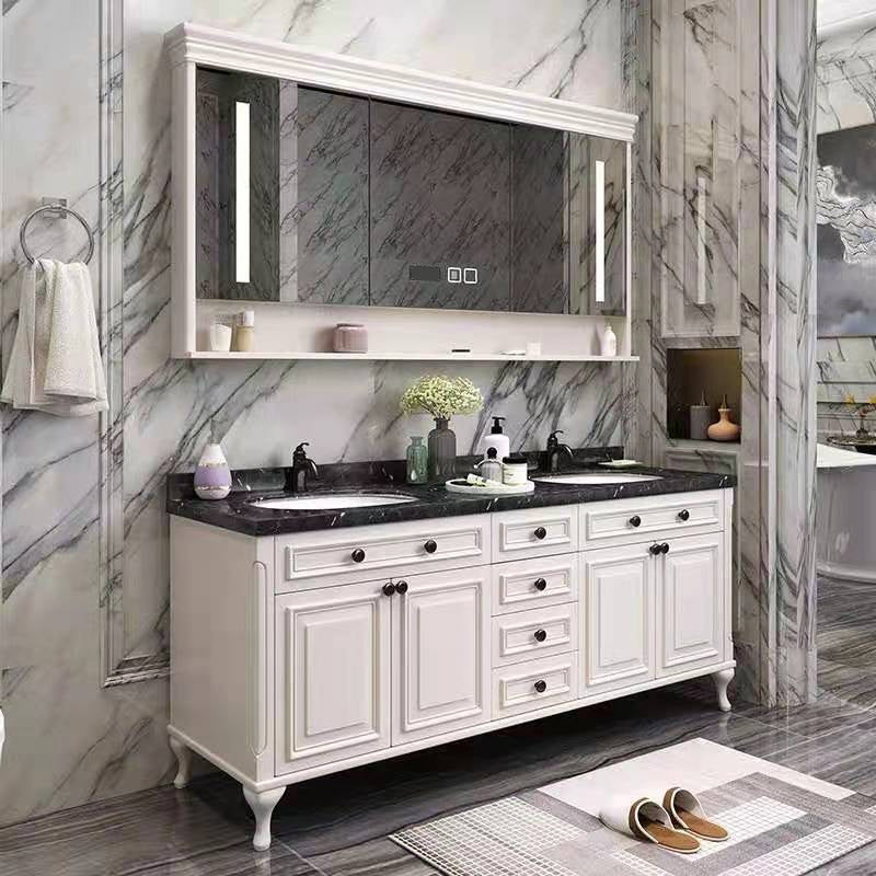 Traditional Bathroom Vanity Set Wood Mirror and Faucet Included Freestanding Bath Vanity