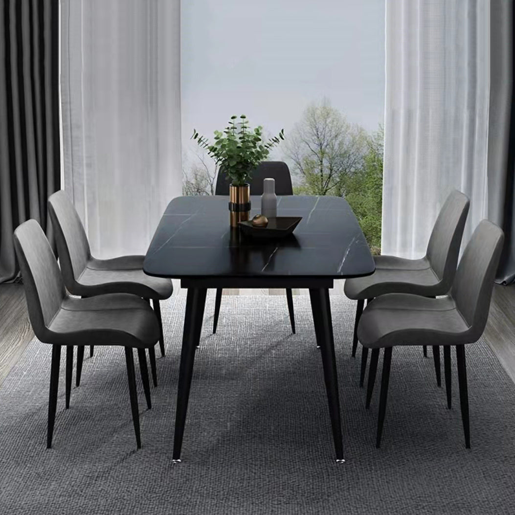 Modern Dining Table with Solid Back Chairs 1/4/6/7 Pieces Dinette Set