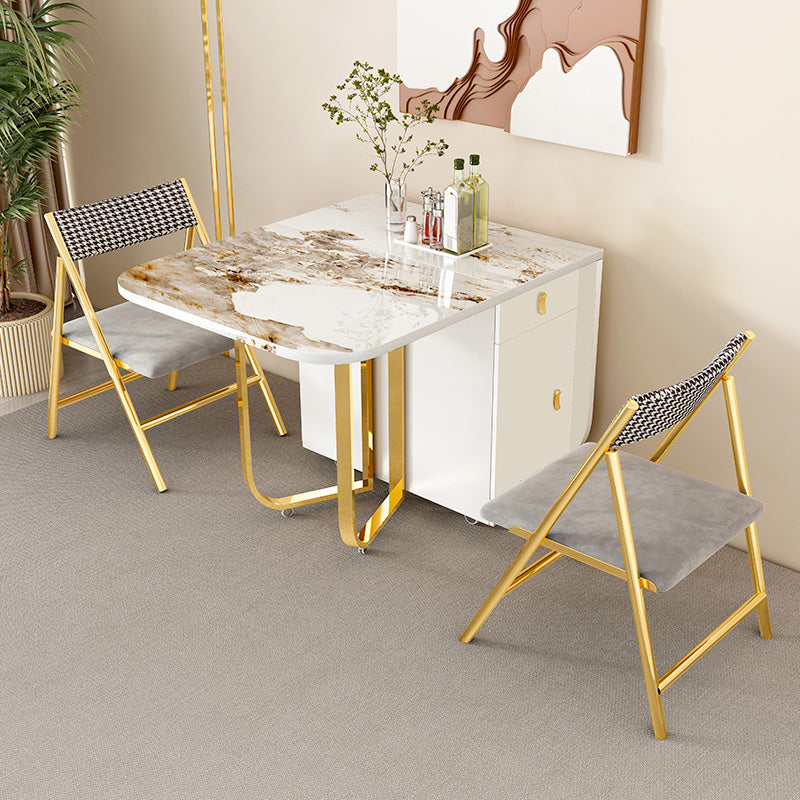 Modern Sintered Stone Dining Table Set 1/3/5/7 Pcs Folding Table and Chairs