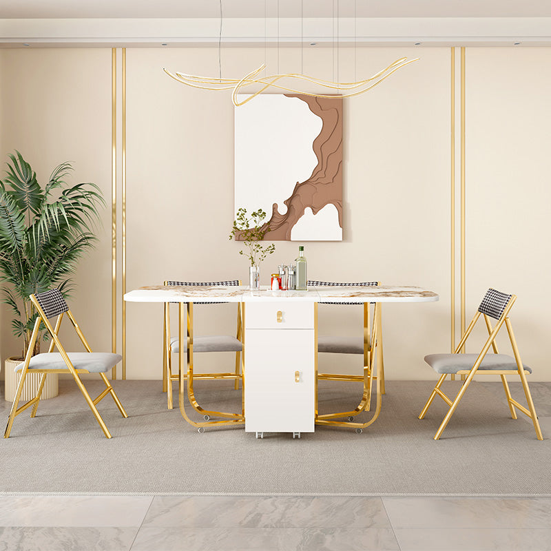 Modern Sintered Stone Dining Table Set 1/3/5/7 Pcs Folding Table and Chairs