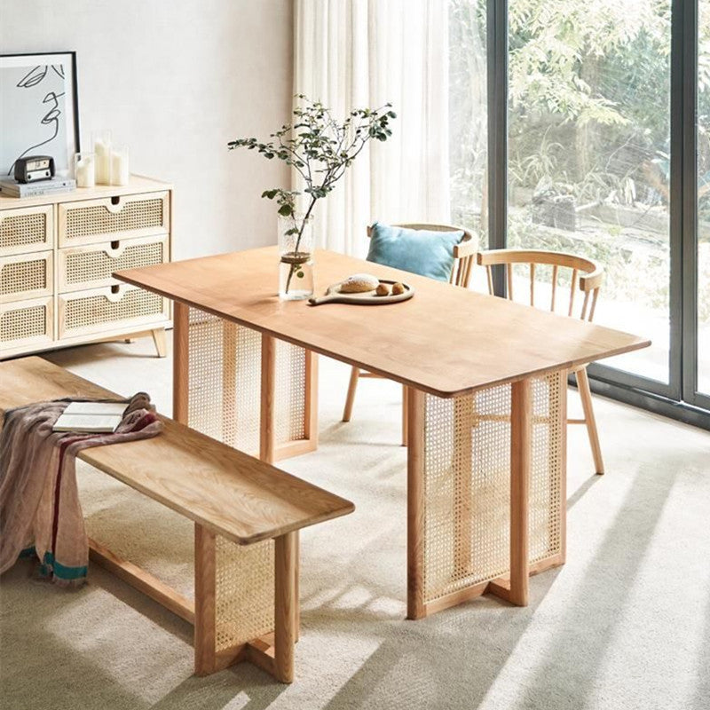 Modern Dining Set 1/2/4 Pcs Natural Solid Wood Dining Table and Chairs