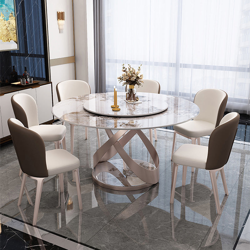 Sintered Stone Dining Table Set 1/4/5/7 Pcs Round Dining Table and Upholstered Chairs