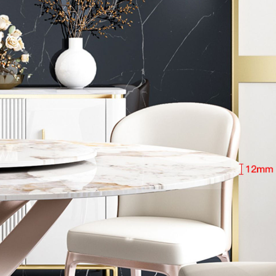 Sintered Stone Dining Table Set 1/4/5/7 Pcs Round Dining Table and Upholstered Chairs