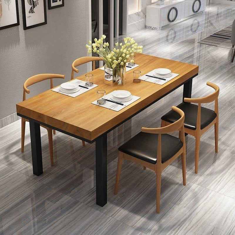 Modern 1/5 Pieces Dining Set Rectangle Wood Dining Table for Fast Food Restaurant