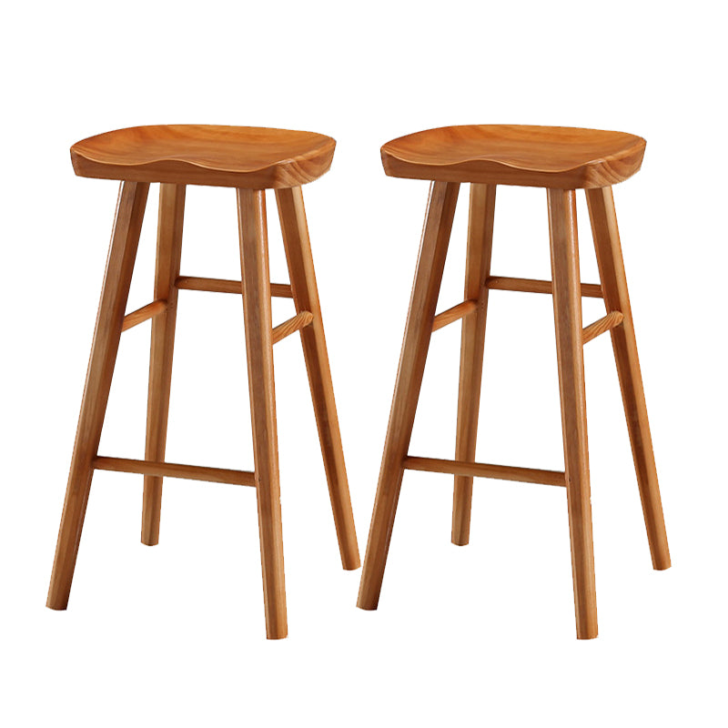 Modern Backless Contoured Seat Solid Wood Bar Stool for Restaurant