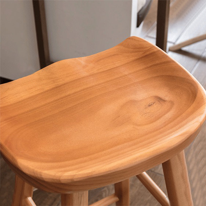 Modern Backless Contoured Seat Solid Wood Bar Stool for Restaurant