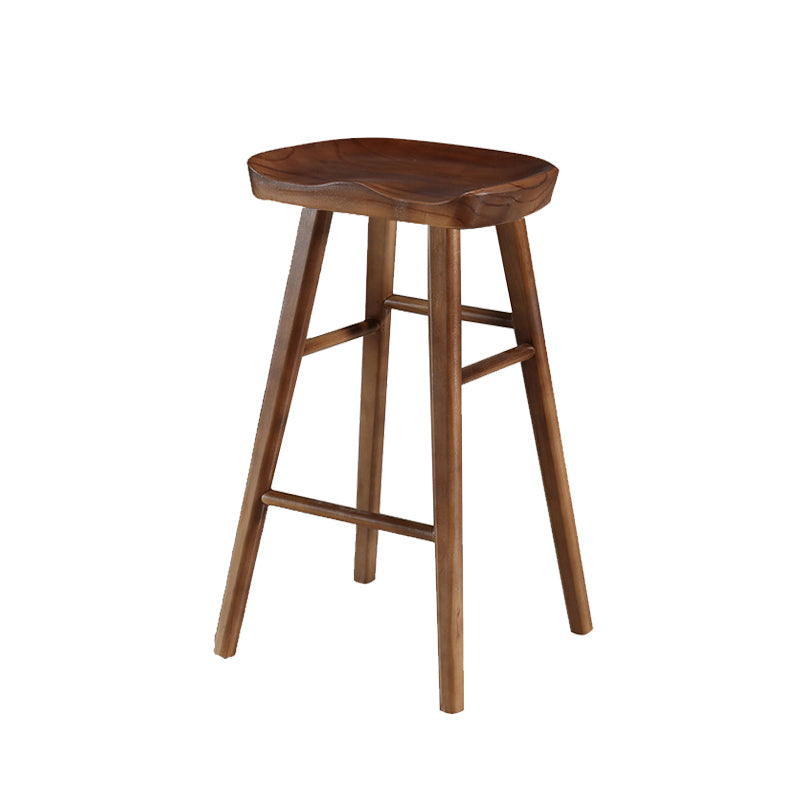 Modern Backless Contoured Seat Solid Wood Bar Stool for Restaurant