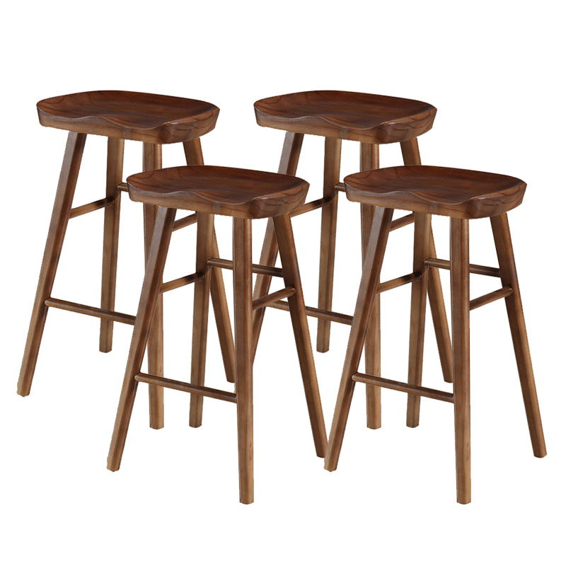 Modern Backless Contoured Seat Solid Wood Bar Stool for Restaurant