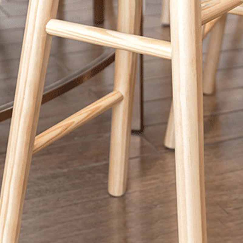 Modern Backless Contoured Seat Solid Wood Bar Stool for Restaurant