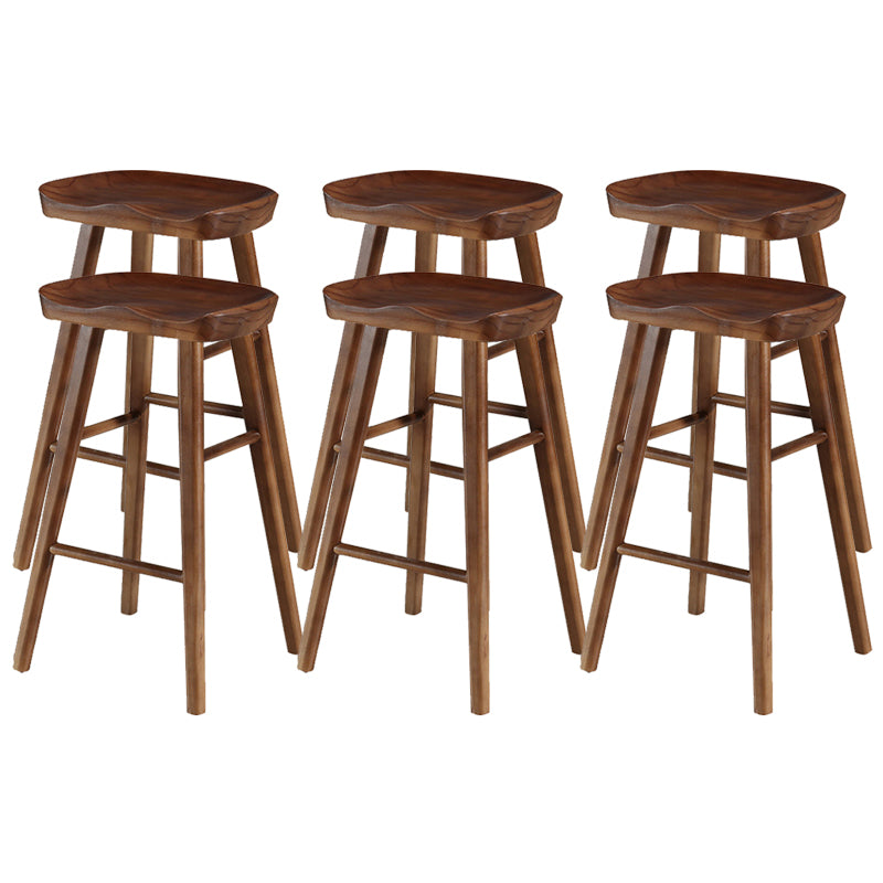 Modern Backless Contoured Seat Solid Wood Bar Stool for Restaurant