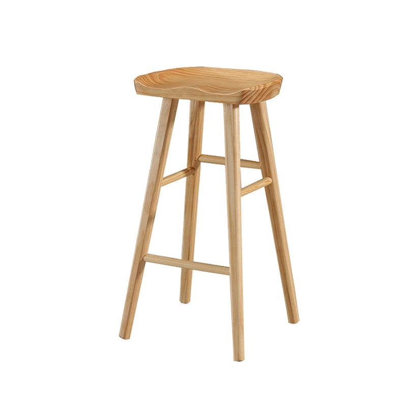 Modern Backless Contoured Seat Solid Wood Bar Stool for Restaurant