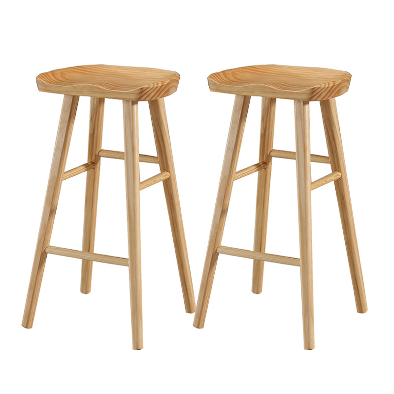 Modern Backless Contoured Seat Solid Wood Bar Stool for Restaurant