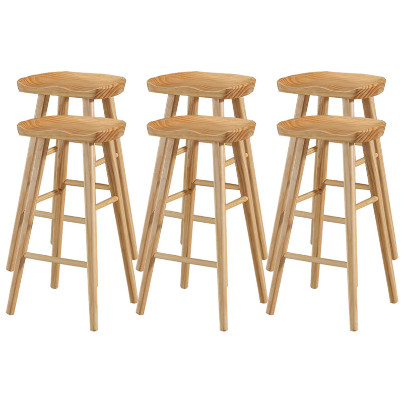 Modern Backless Contoured Seat Solid Wood Bar Stool for Restaurant
