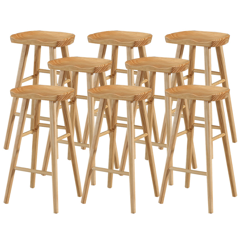 Modern Backless Contoured Seat Solid Wood Bar Stool for Restaurant