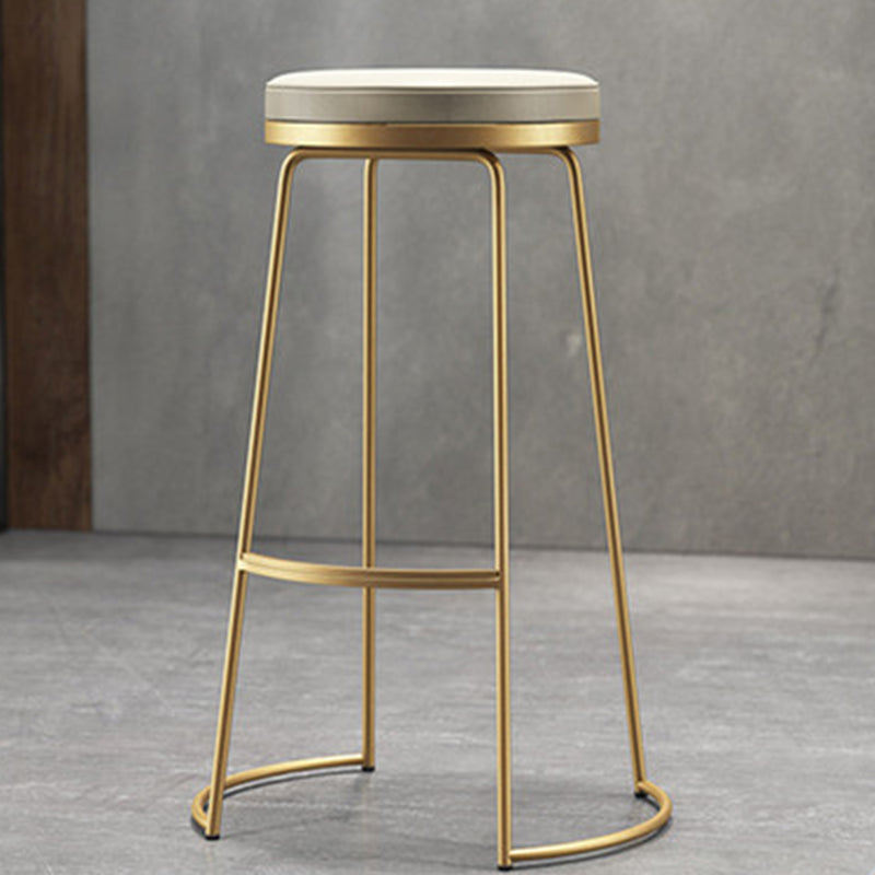 Modern Backless Counter Stool Upholstered Bar Stool with Metal Base