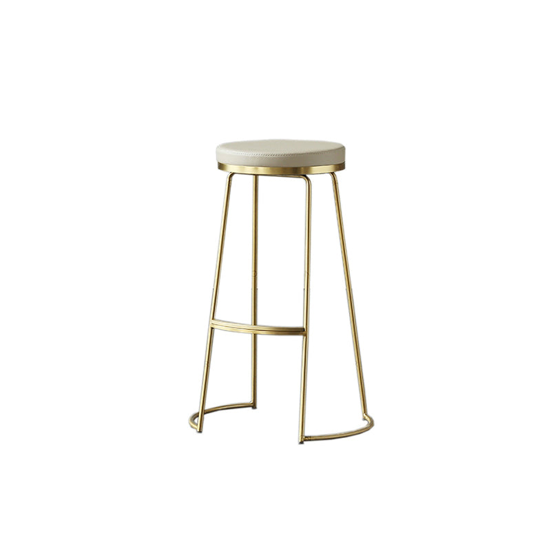 Modern Backless Counter Stool Upholstered Bar Stool with Metal Base