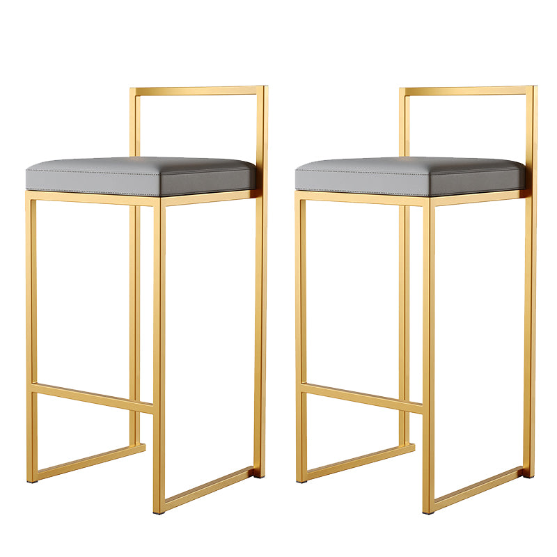 Luxurious Backrest Armless Counter Stool Upholstered Bar Stool with Metal Base