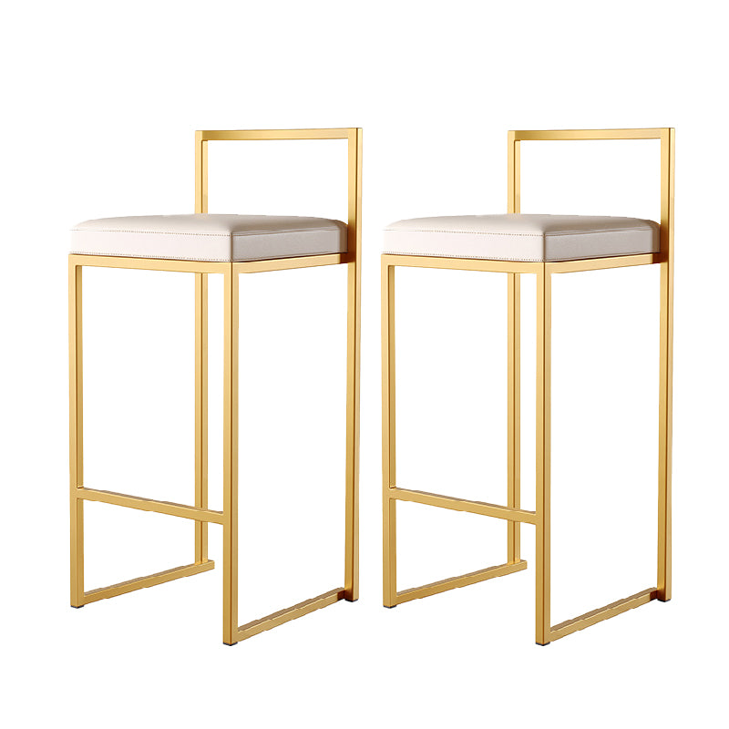 Luxurious Backrest Armless Counter Stool Upholstered Bar Stool with Metal Base