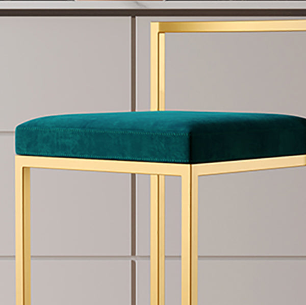 Luxurious Backrest Armless Counter Stool Upholstered Bar Stool with Metal Base