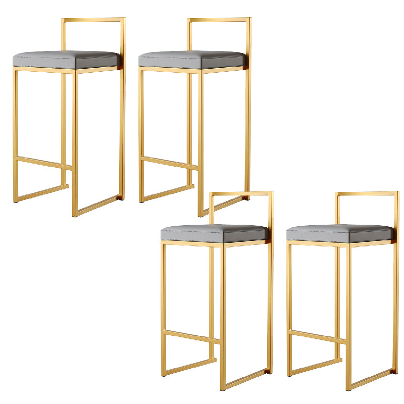 Luxurious Backrest Armless Counter Stool Upholstered Bar Stool with Metal Base