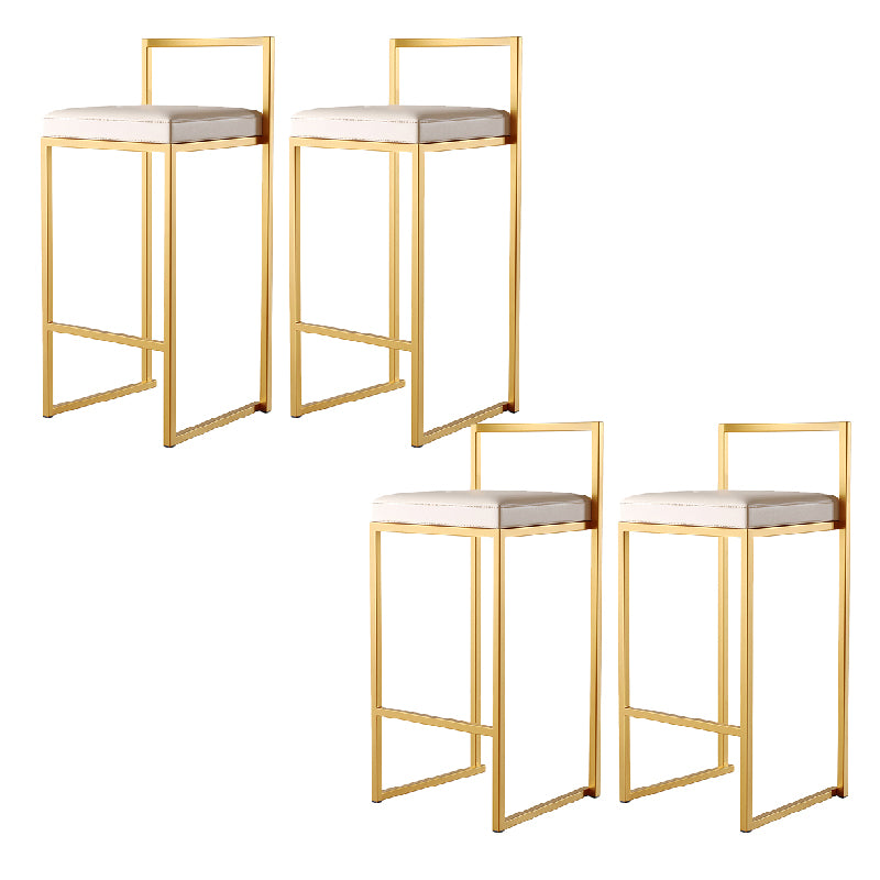 Luxurious Backrest Armless Counter Stool Upholstered Bar Stool with Metal Base