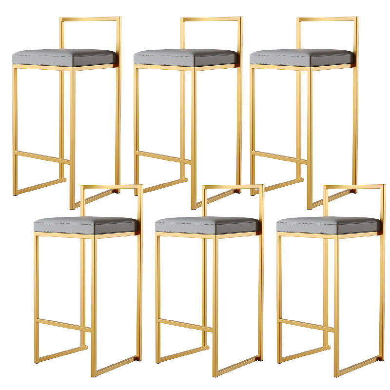 Luxurious Backrest Armless Counter Stool Upholstered Bar Stool with Metal Base