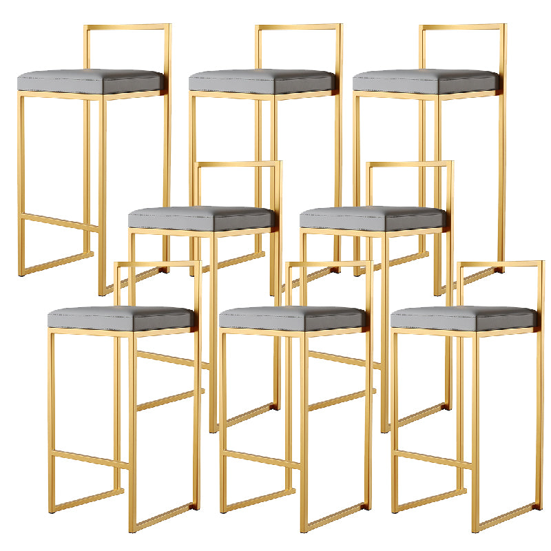 Luxurious Backrest Armless Counter Stool Upholstered Bar Stool with Metal Base