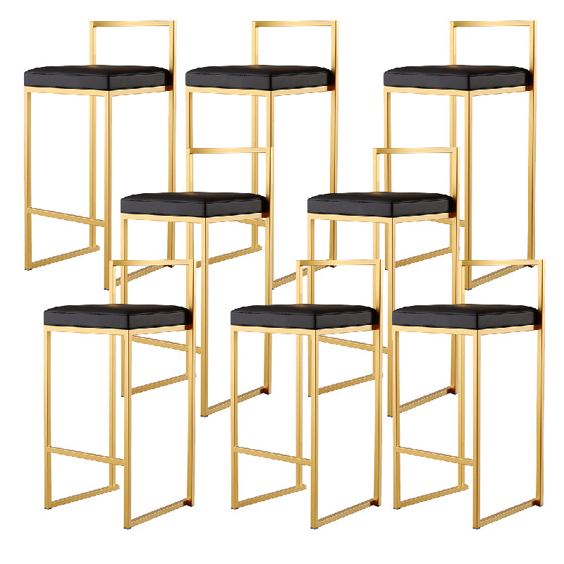 Luxurious Backrest Armless Counter Stool Upholstered Bar Stool with Metal Base