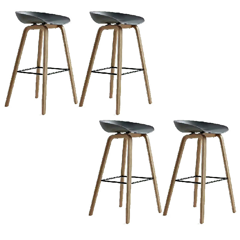Scandinavian Plastic Counter Stool Low Back Armless Bar Stool with Footrest