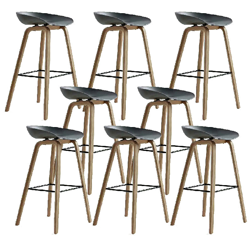 Scandinavian Plastic Counter Stool Low Back Armless Bar Stool with Footrest