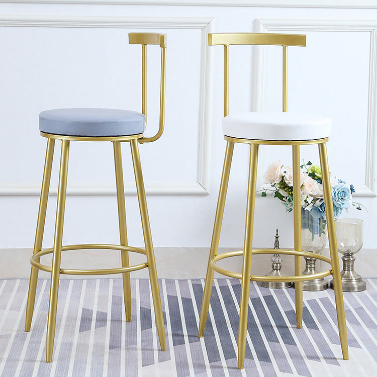 Modern Upholstered Counter Stool Bar-height Low Back Bar Stool with Metal Base