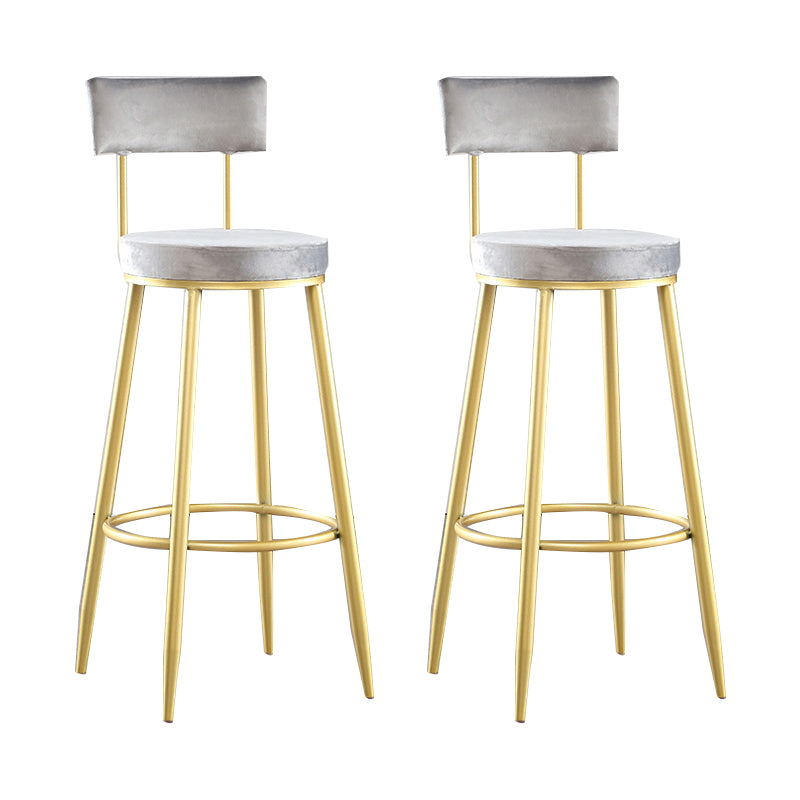 Modern Upholstered Counter Stool Bar-height Low Back Bar Stool with Metal Base