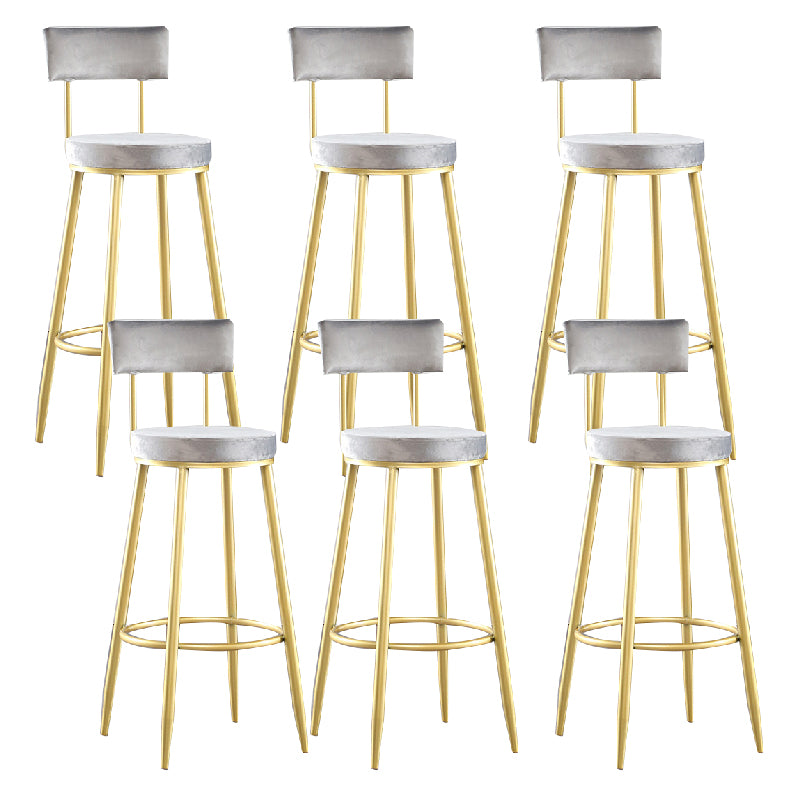Modern Upholstered Counter Stool Bar-height Low Back Bar Stool with Metal Base