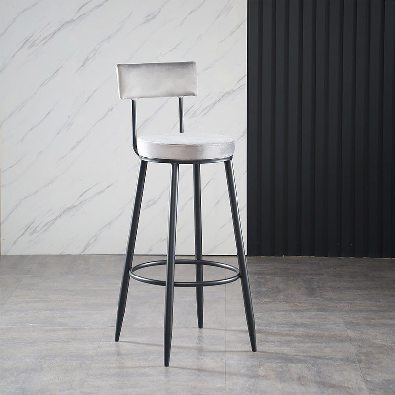 Modern Upholstered Counter Stool Bar-height Low Back Bar Stool with Metal Base